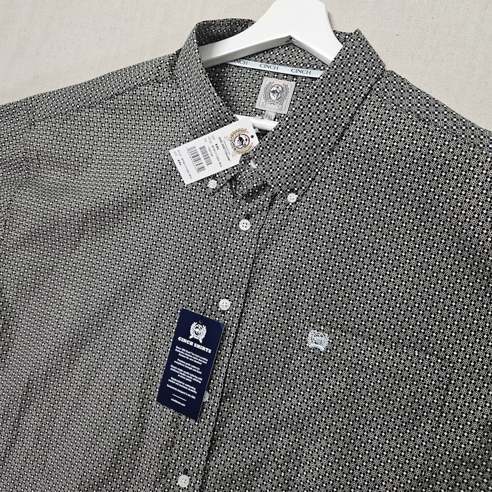Cinch Arena Men's XXL Short Sleeve Button Shirt Black Gold Geometric Caleb Smidt